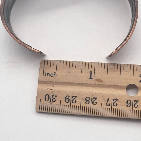 Copper Cuff Bracelet Etched Buffalo Dancer Rainbow Yei Design WM - Picture 10 of 11